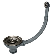 Слив с круглым переливом Paulmark PM6022-GM вороненая сталь