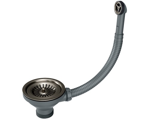 Слив с круглым переливом Paulmark PM6022-GM вороненая сталь