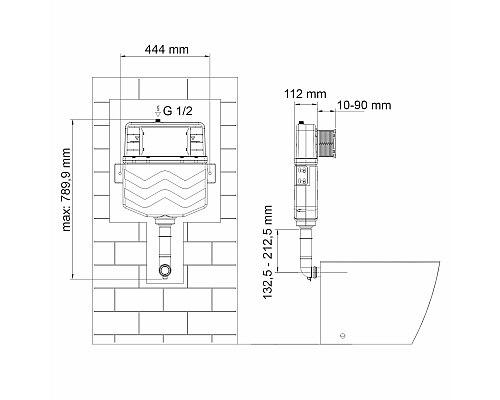 Встраиваемый смывной бачок WasserKRAFT Aller 10 10TLT.031.ME.CH01