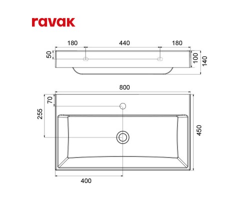 Комплект мебели (Зеркало + Раковина + Тумба) Ravak NATURAL 800 БЕЛЫЙ