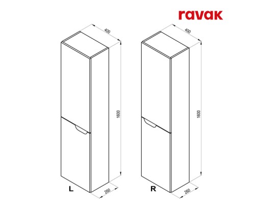 Комплект мебели (Зеркало + Раковина + Тумба + Шкаф, правый) Ravak CLASSIC II 800 БЕЛЫЙ