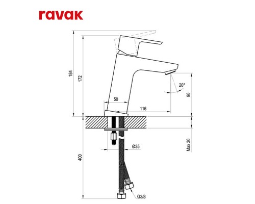 Комплект мебели (Раковина + Тумба + Смеситель) Ravak CLASSIC II 400 БЕЛЫЙ, ЛЕВЫЙ