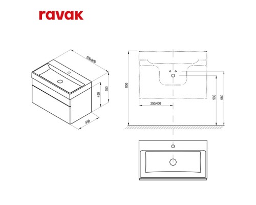 Комплект мебели (Раковина + Тумба) Ravak NATURAL 500 БЕЛЫЙ