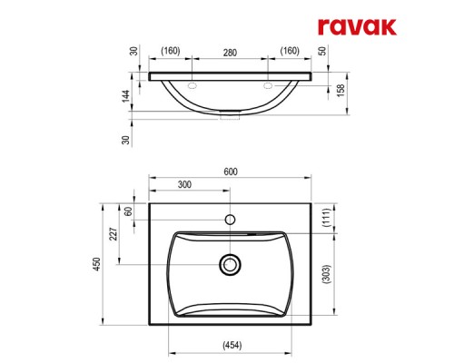 Комплект мебели (Раковина + Тумба) Ravak CLASSIC II 600 БЕЛЫЙ