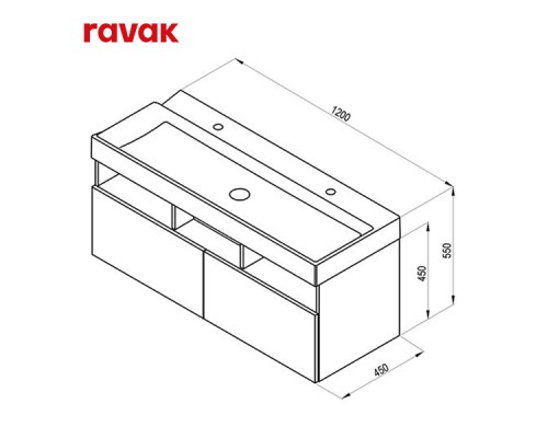 Комплект мебели (Зеркало + Раковина + Тумба + Шкаф) Ravak 70508076SET NATURAL 500 БЕЛЫЙ