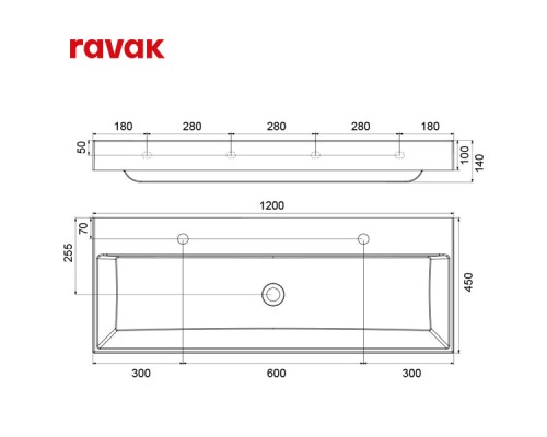 Комплект мебели (Зеркало + Раковина + Тумба + Шкаф) Ravak 70508076SET NATURAL 500 БЕЛЫЙ