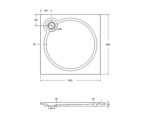 Встраиваемый литой поддон Cezares TRAY-S-A-80-56-W