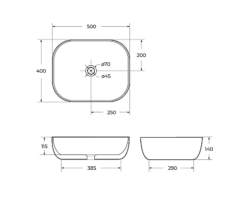 Раковина-чаша BelBagno 50 BB1302-H301 Черная матовая Раковина-чаша BelBagno 50 BB1302-H301 Черная матовая
