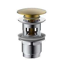 Донный клапан Vincea DPU-1B01BG клик-клак G1 1/4 с переливом брашированное золото