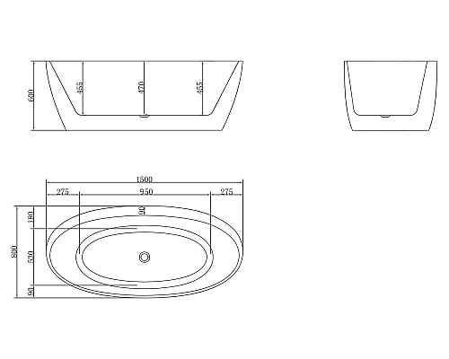 Акриловая ванна BelBagno BB404-1500-800 150х80 Акриловая ванна BelBagno BB404-1500-800 150х80