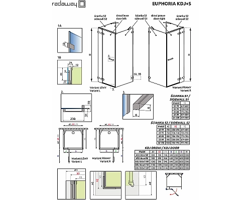 Душевая дверь Radaway Euphoria KDJ 80 383812-01R профиль Хром стекло прозрачное