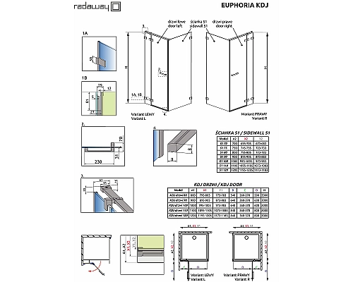 Душевая дверь Radaway Euphoria KDJ 80 383812-01R профиль Хром стекло прозрачное