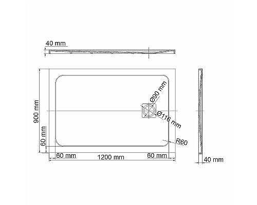 Душевой поддон из искусственного камня WasserKRAFT Rhin 120x90 44T07 Белый матовый