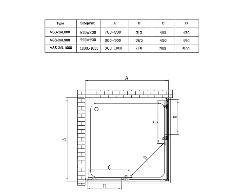 Душевой уголок Vincea Alpha 80x80 VSS-3AL800CL профиль Хром стекло прозрачное