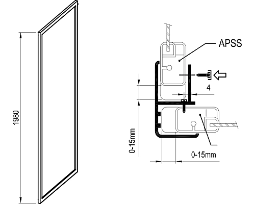 Душевая стенка Ravak Supernova APSS-90 940703R2Z1 профиль Черный стекло Transparent Душевая стенка Ravak Supernova APSS-90 940703R2Z1 профиль Черный стекло Transparent