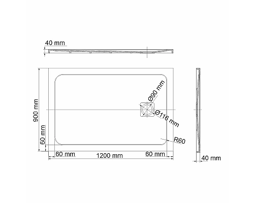 Душевой поддон из искусственного камня WasserKRAFT Rhin 120x90 44T07 Белый матовый