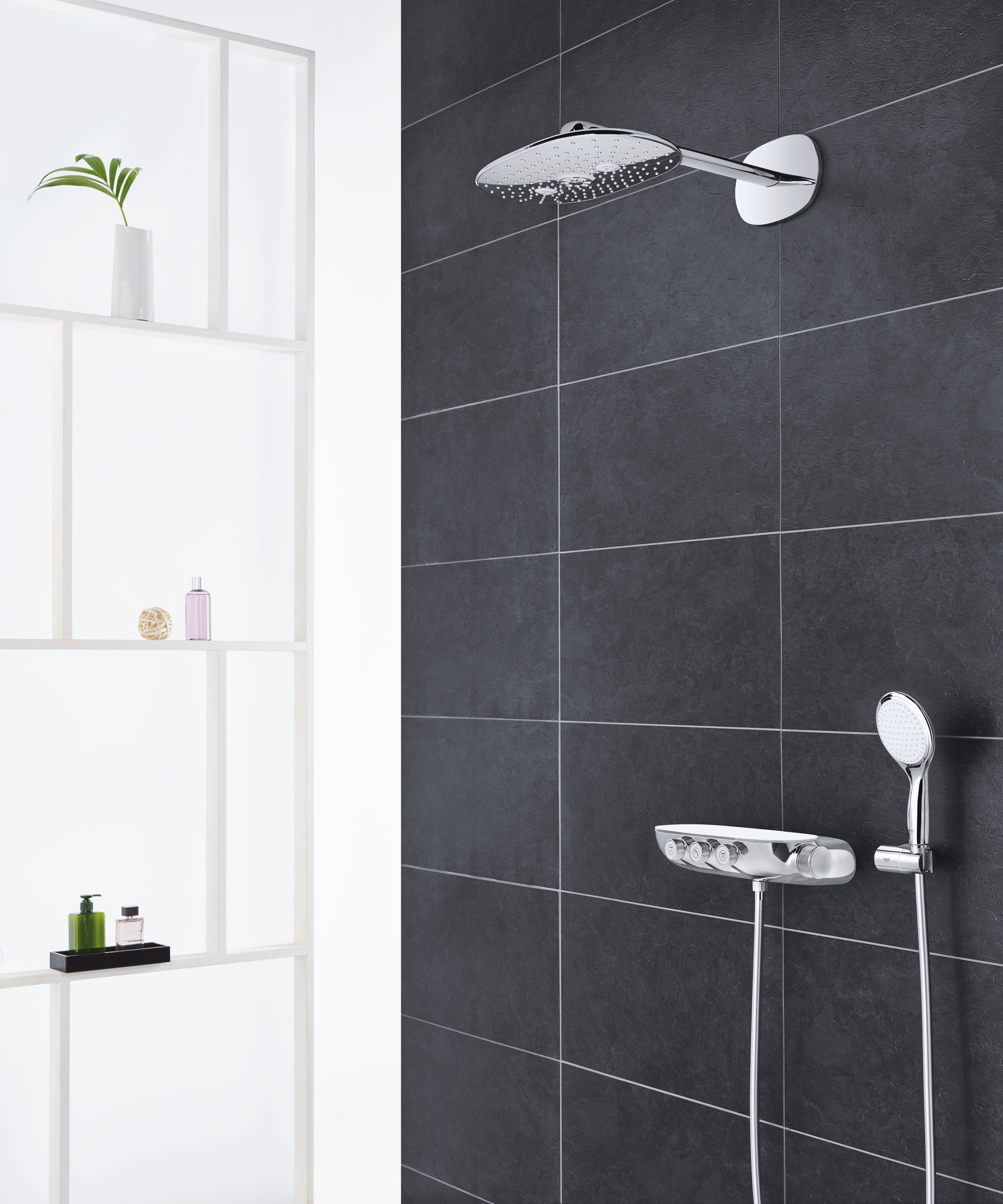 Встроенный душа grohe. Grohe 26250000 Rainshower Smart Control душевая система. Душевая система Grohe Rainshower SMARTCONTROL 26443000. Душевая стойка Grohe Rainshower System SMARTCONTROL 360 Duo 26250000 хром. 26361000 Grohe.