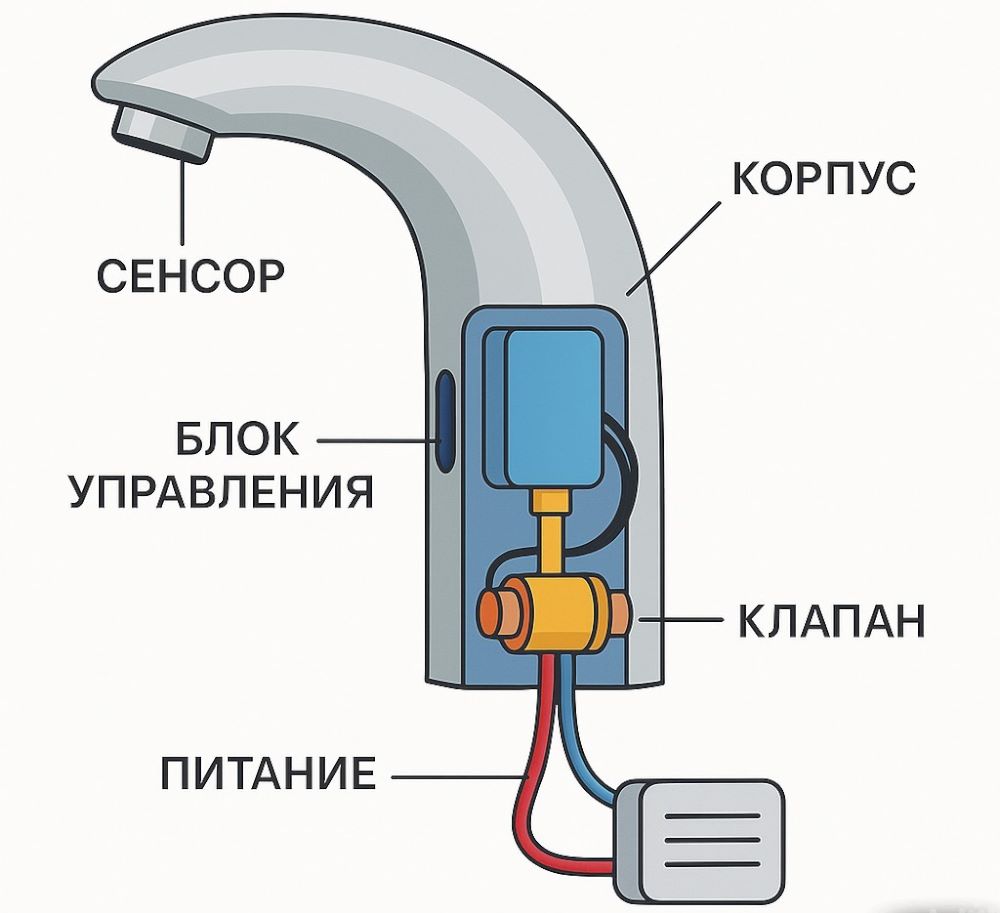 Устройство сенсорного смесителя с соленоидным клапаном