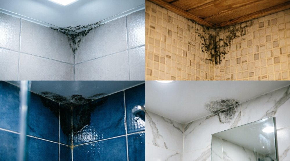 Черная плесень на стенах и потолке ванной комнаты