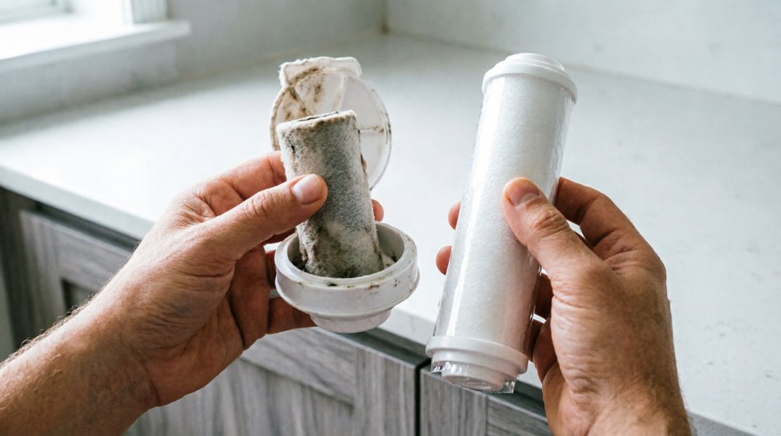 Замена картриджа в фильтре для воды