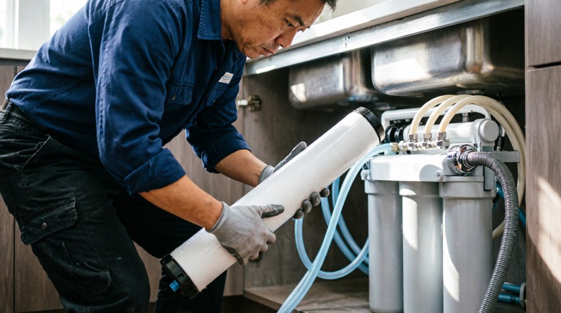 Замена мембраны в системе обратного осмоса