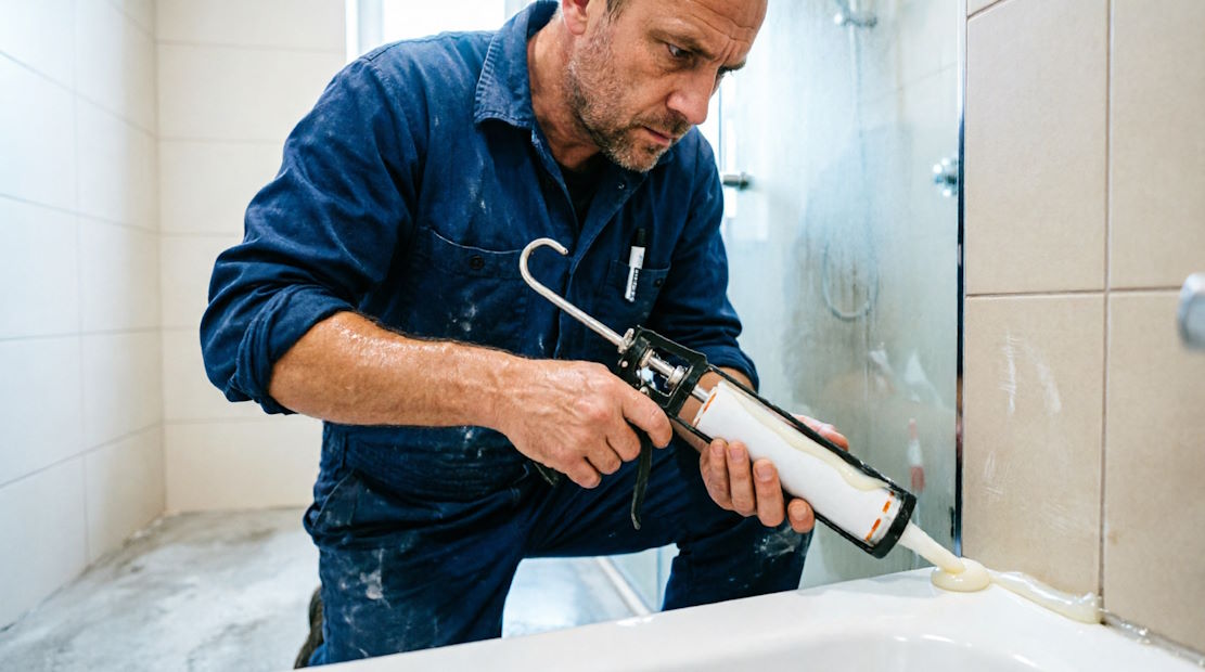 Герметизация ванны со стеной - заделка шва силиконовым герметиком