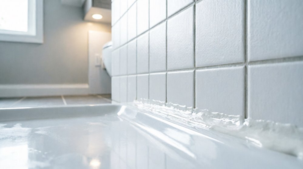 Герметизация стыка между душевым поддоном и стеной силиконом