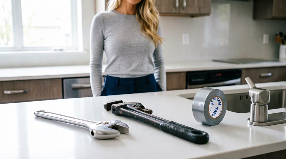 Инструменты для установки смесителя: ключи, ФУМ-лента