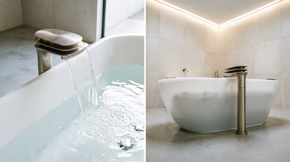 Каскадный смеситель на бортике ванны