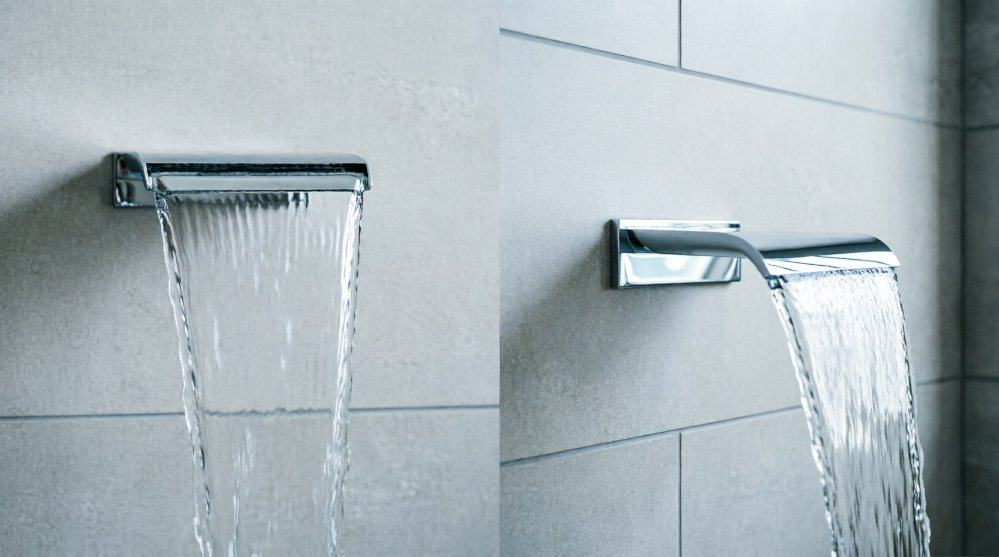 Каскадный смеситель водопад на стене