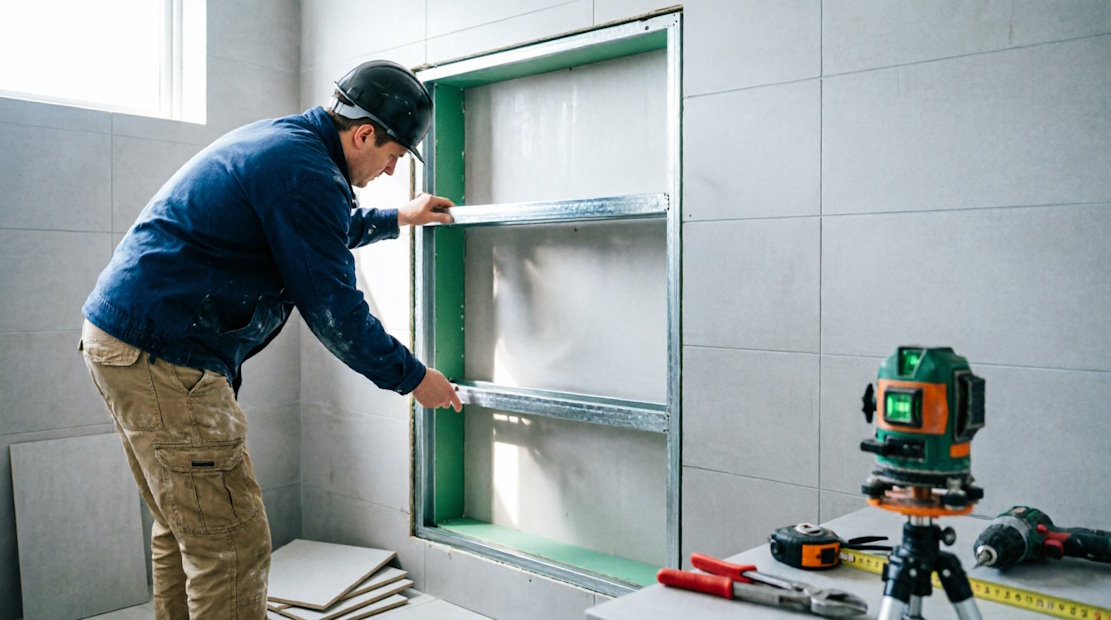 Каркас для ниши в ванной из гипсокартона и металлопрофиля