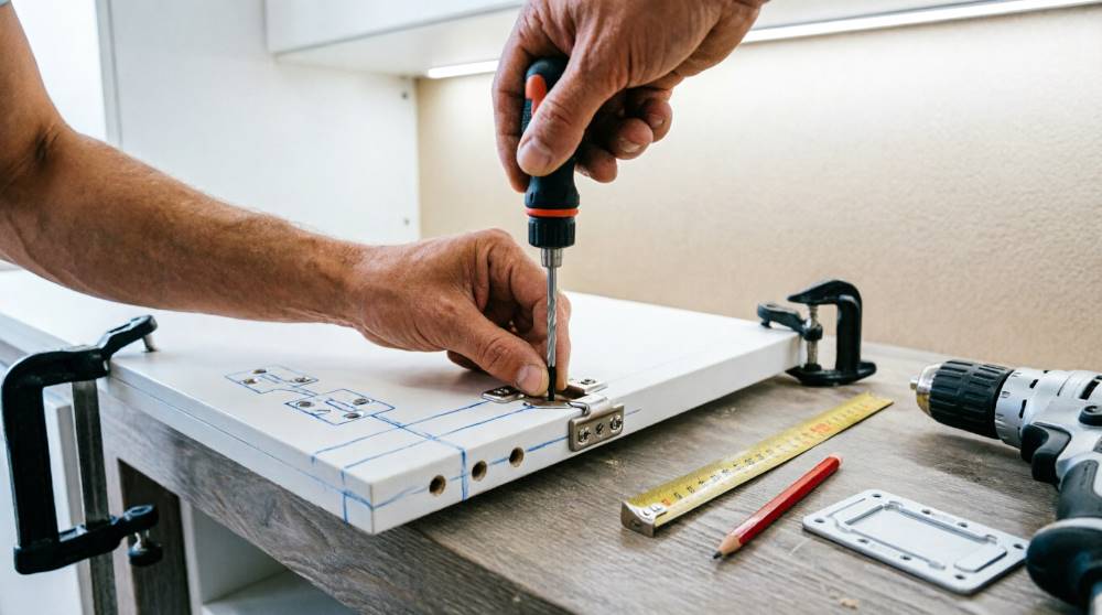 Установка петель на фасады шкафа