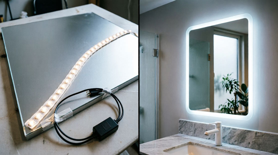 Подсветка зеркала в ванной светодиодной лентой своими руками