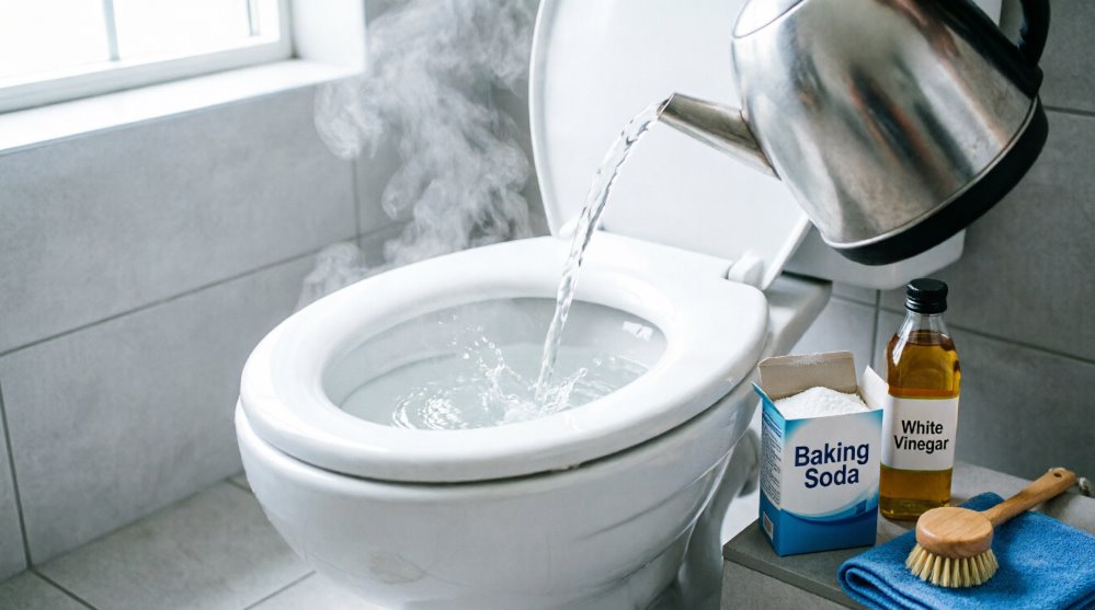 Прочистка унитаза кипятком и народными средствами