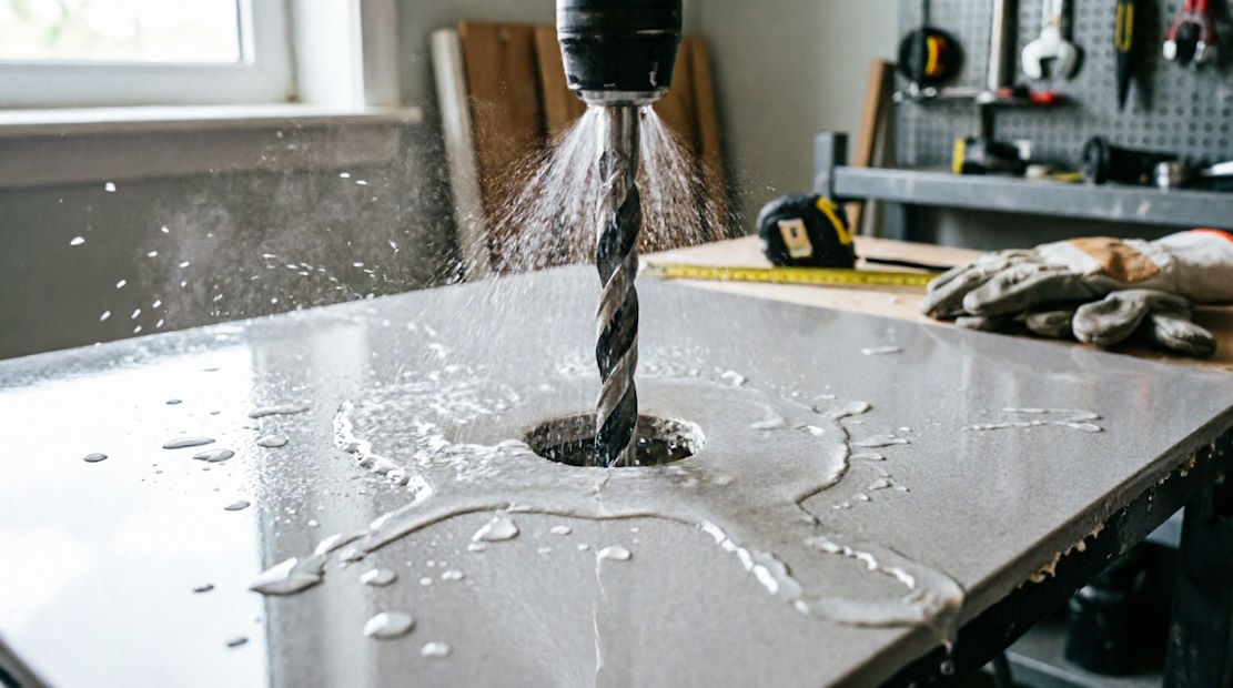 Сверление отверстий в керамограните для раковины