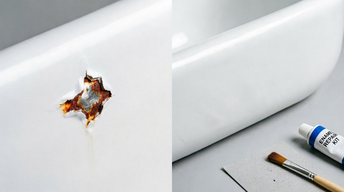 Ремонт скола на эмалированной чугунной ванне своими руками