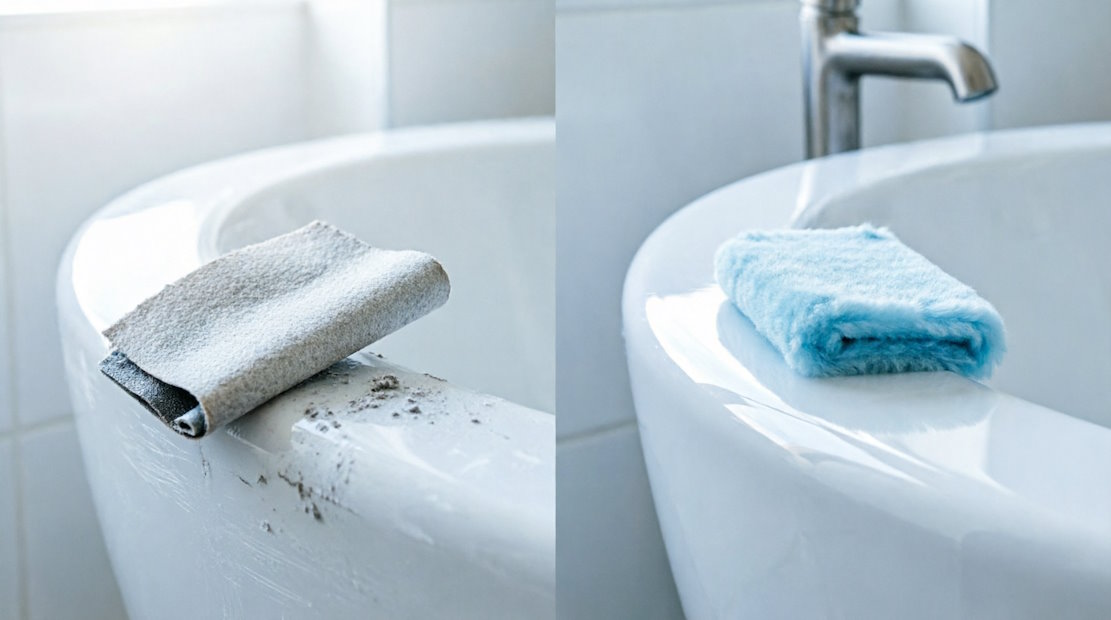 Шлифовка и полировка скола на акриловой ванне