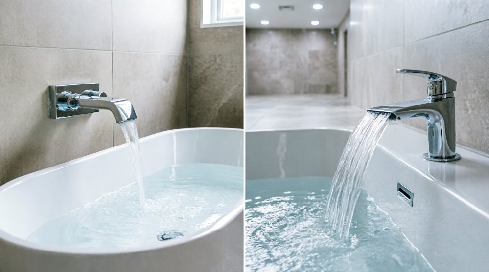 Способы установки каскадного смесителя на стену и борт ванны