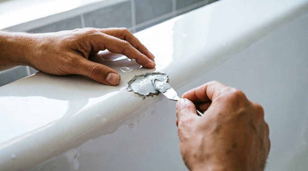 Акриловая ванна с повреждениями и сколами