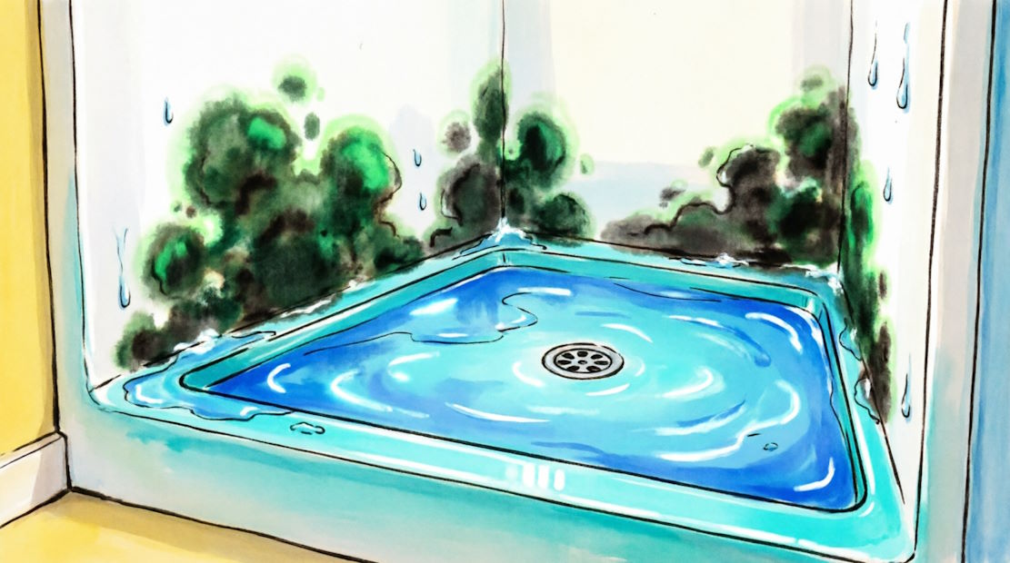 Установка трапа с сухим затвором в душевой кабине