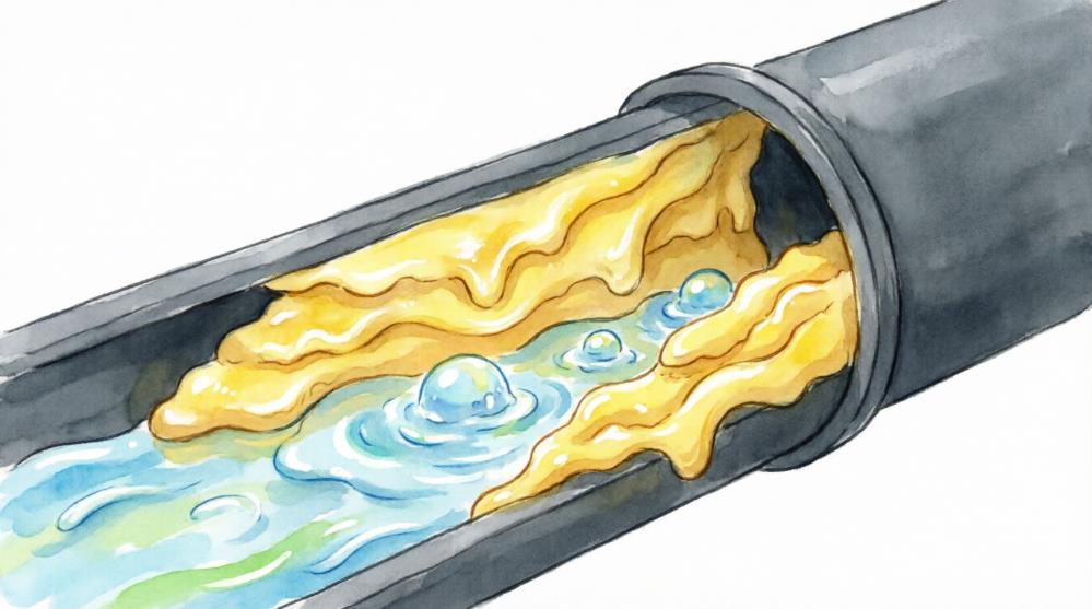 Засор канализационной трубы жировыми отложениями