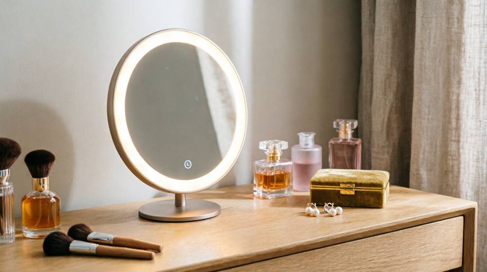 Зеркало для макияжа с LED подсветкой на туалетном столике
