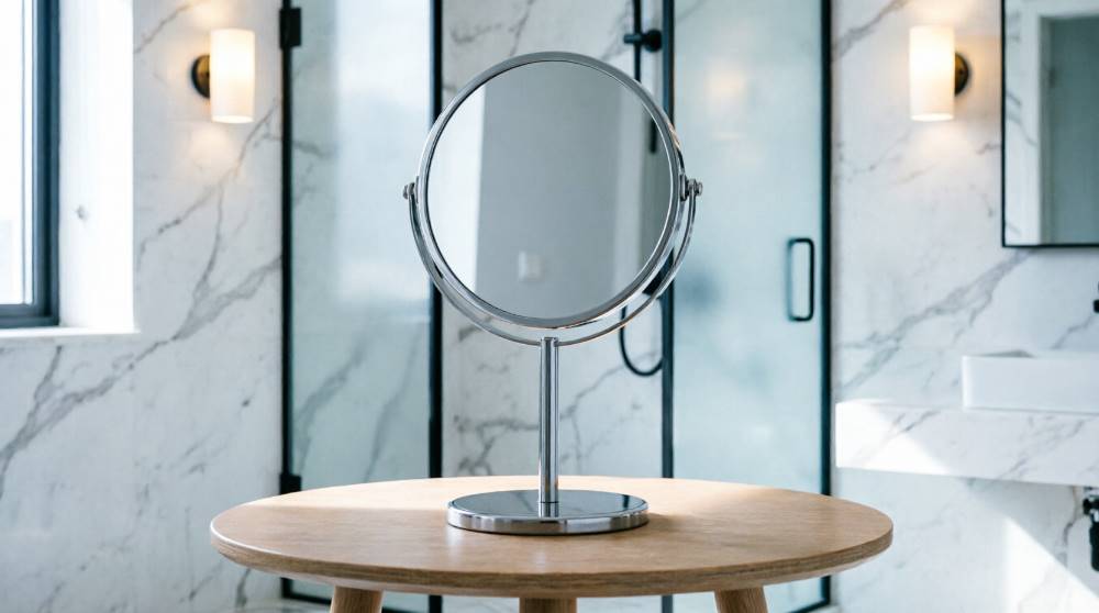 Настольное двустороннее зеркало с увеличивающей стороной